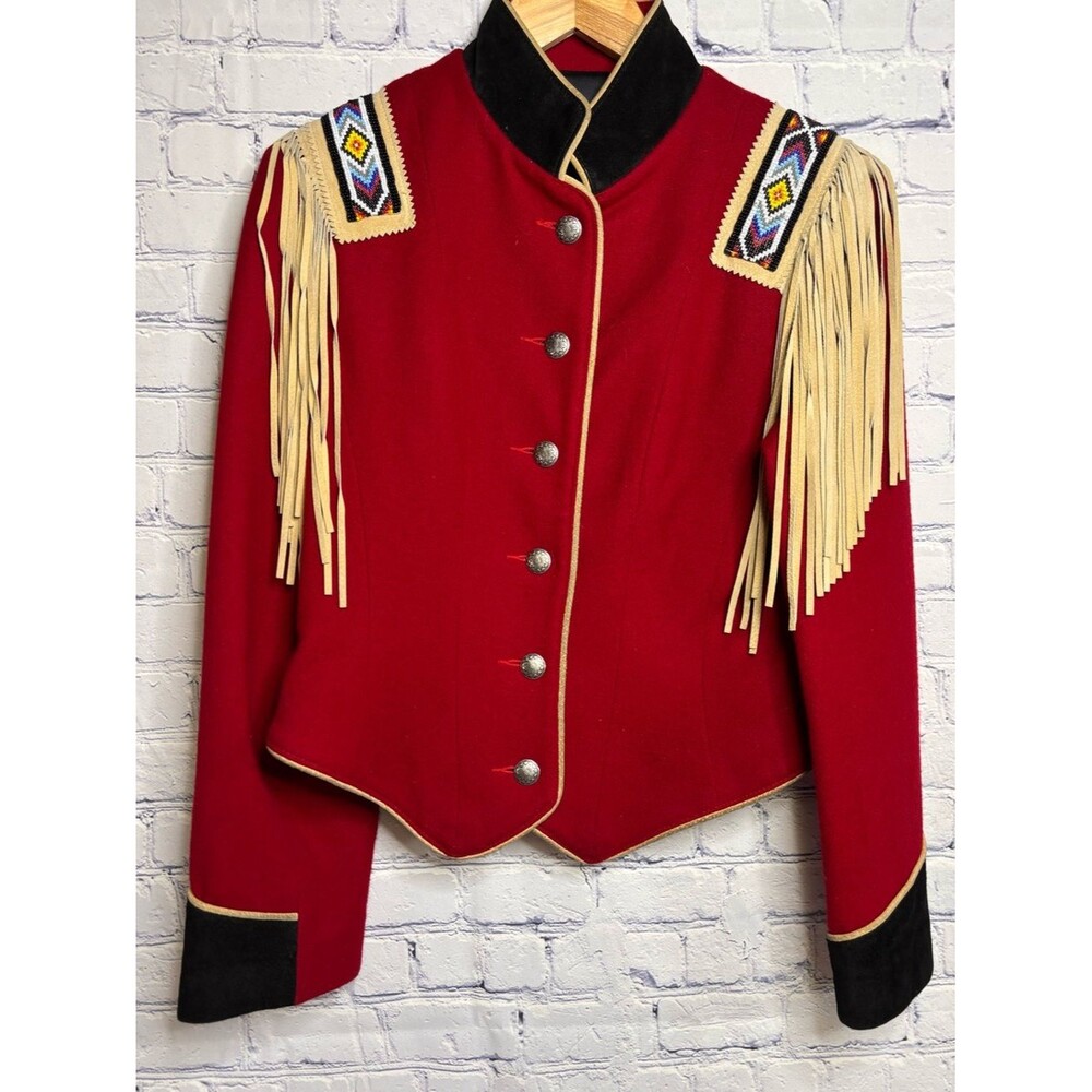 VINTAGE Phoenix USA Frontier Western Leather Fringe Ranch Marching Band Coat M - Picture 1 of 14